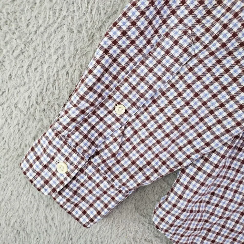Polo Ralph Lauren Oxford Shirt Mens Size XL Plaid Brown Blue LS Button Down
